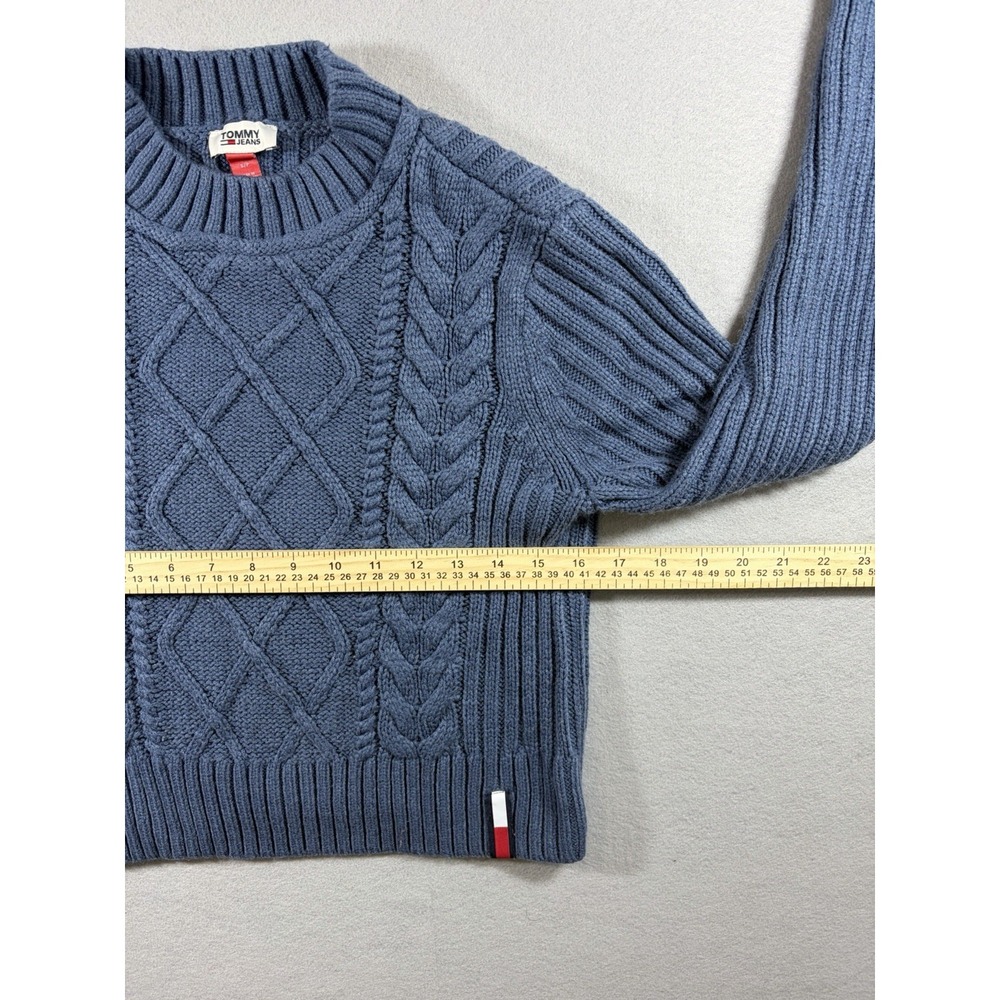 Tommy Hilfiger Women's Cable-Knit Mock-Neck Blue Sweater Size Small Cottagecore - Picture 2 of 7